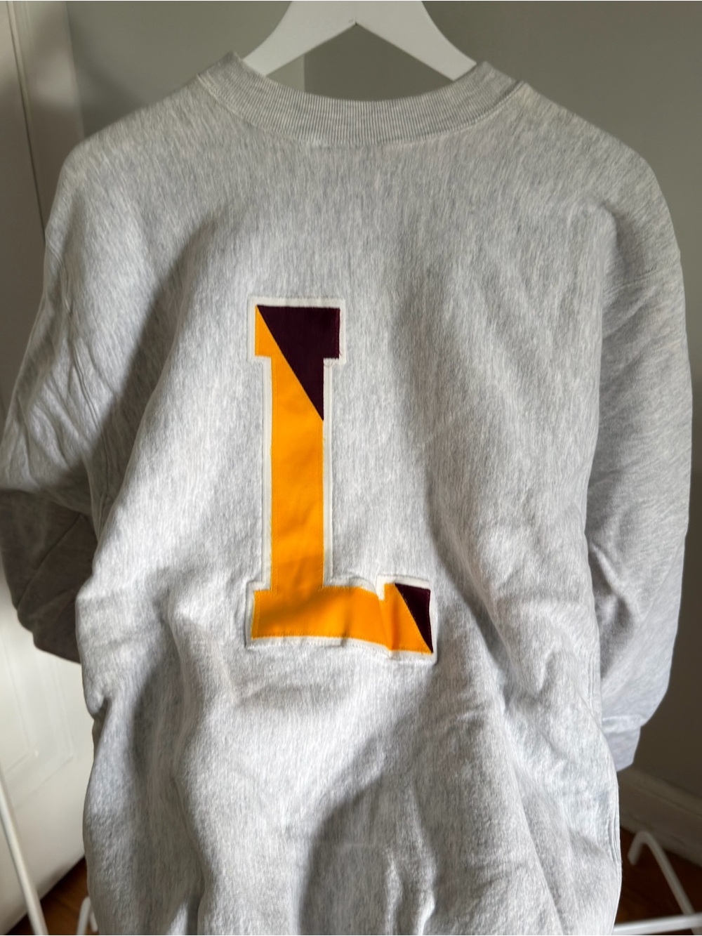 Gray Loyola Crewneck Sweatshirt with Maroon Appliqué - Picture 5 of 5